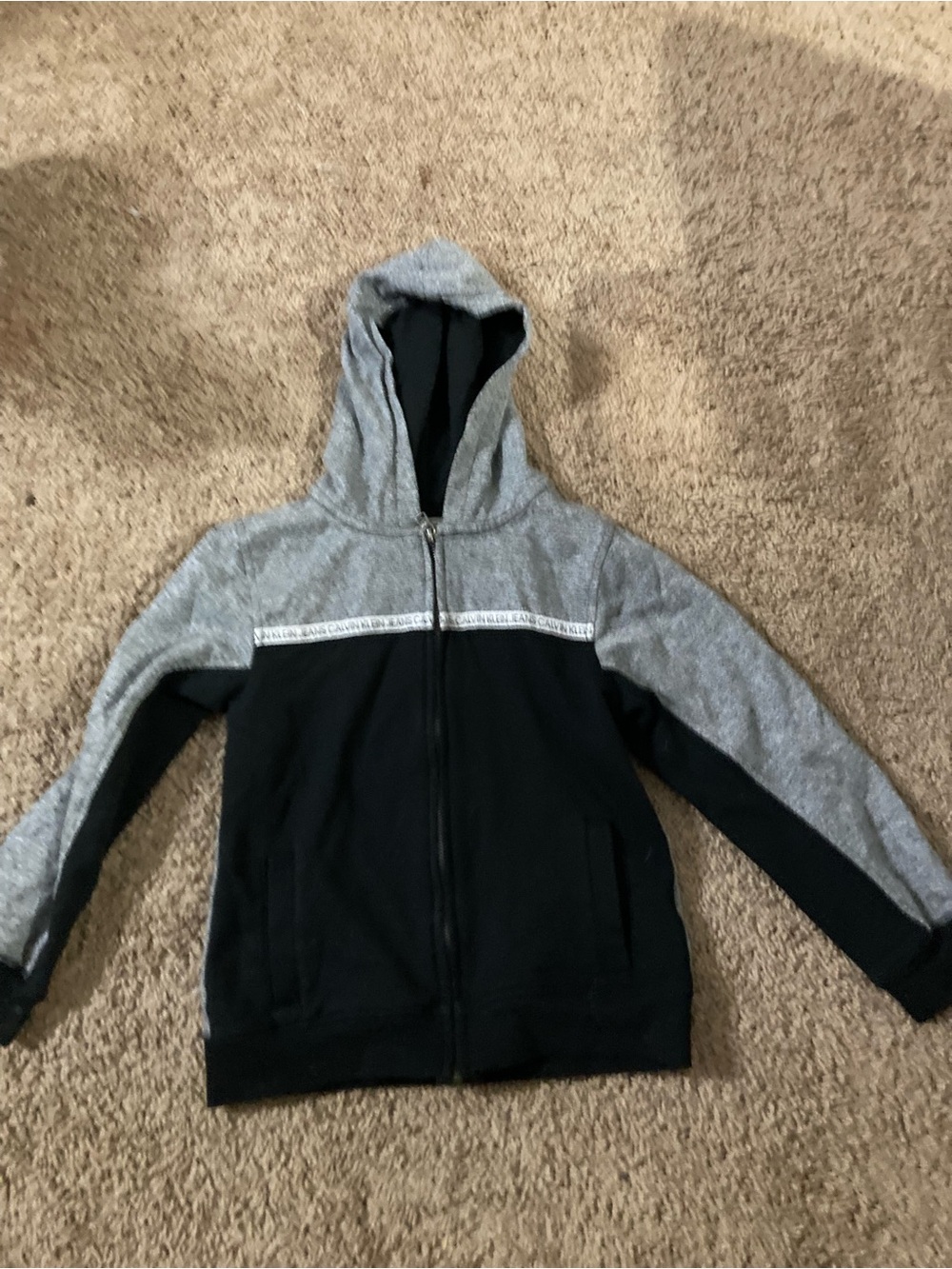 Calvin Klein Black and Gray Kids Hooded Zip Jacket